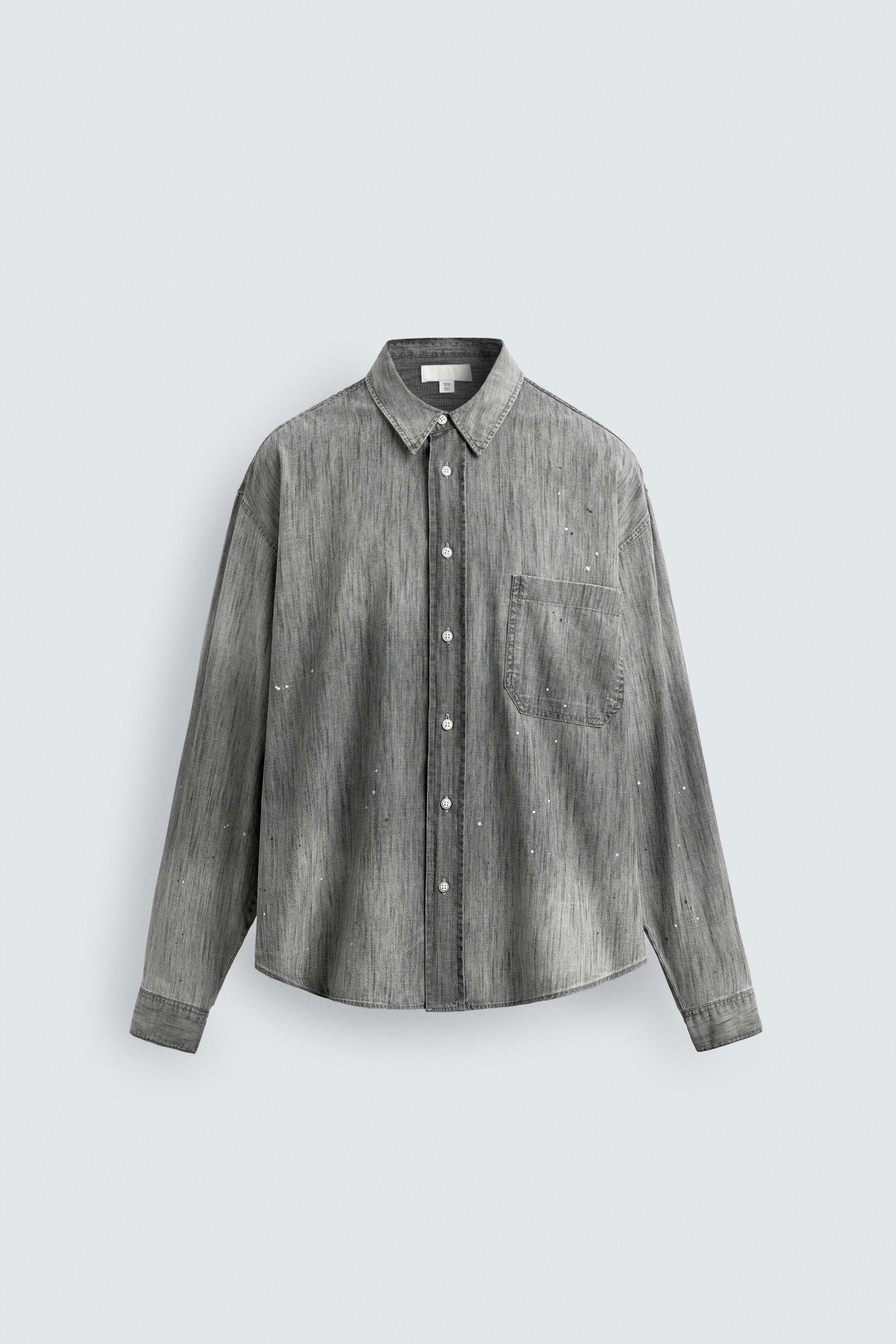 SPLASH-WASHED DENIM SHIRT